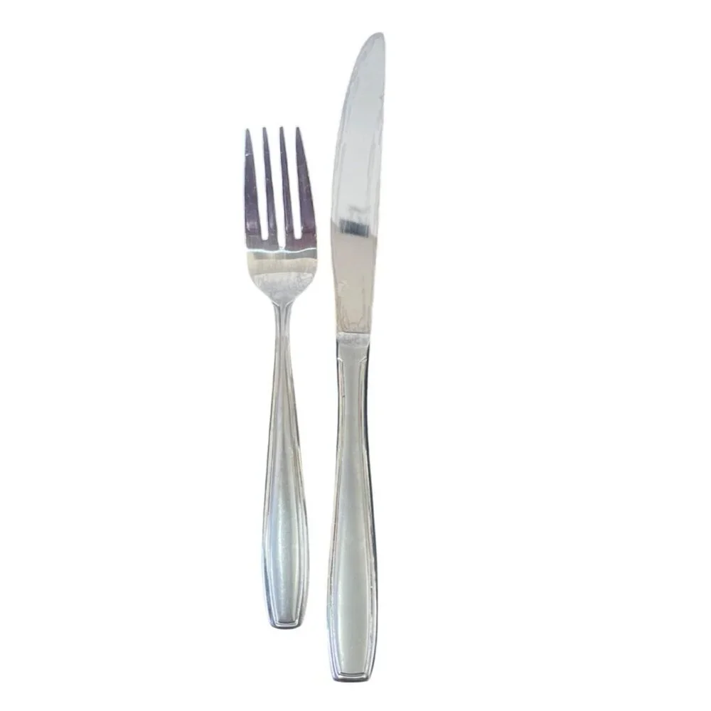 Vtg Oneida Satin Bristol Everdale Salad Dessert Fork Dinner Knife Flatware Set